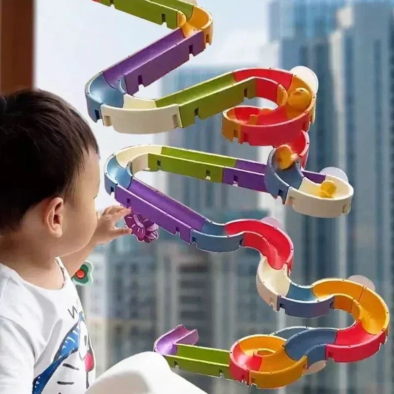 お風呂で遊べる吸盤式ウォータースライド｜ベビー バストイ 滑り台トラックセット｜知育・創造力アップ・吸盤固定｜組み立てDIYコースター＆ダックトイ