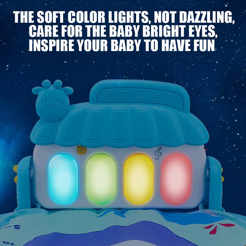 ベビープレイマット プレイジム ピアノ付き｜赤ちゃん 知育マット 音楽＆ライト｜ベビーアクティビティジム 新生児〜3歳｜キックピアノ ベビージム｜出産祝い 室内遊具