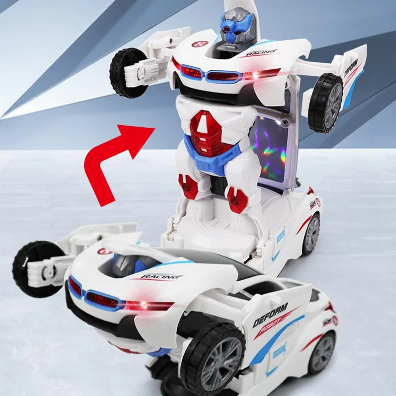 自動変形ロボットカー おもちゃ｜車からロボットに変形する電動トイ｜ライト＆サウンド搭載｜男の子 女の子向け知育玩具｜誕生日・クリスマスギフト 電動ロボットカー 変形おもちゃ｜360度回転アクション｜音と光で遊べる｜キッズ向けおもちゃ