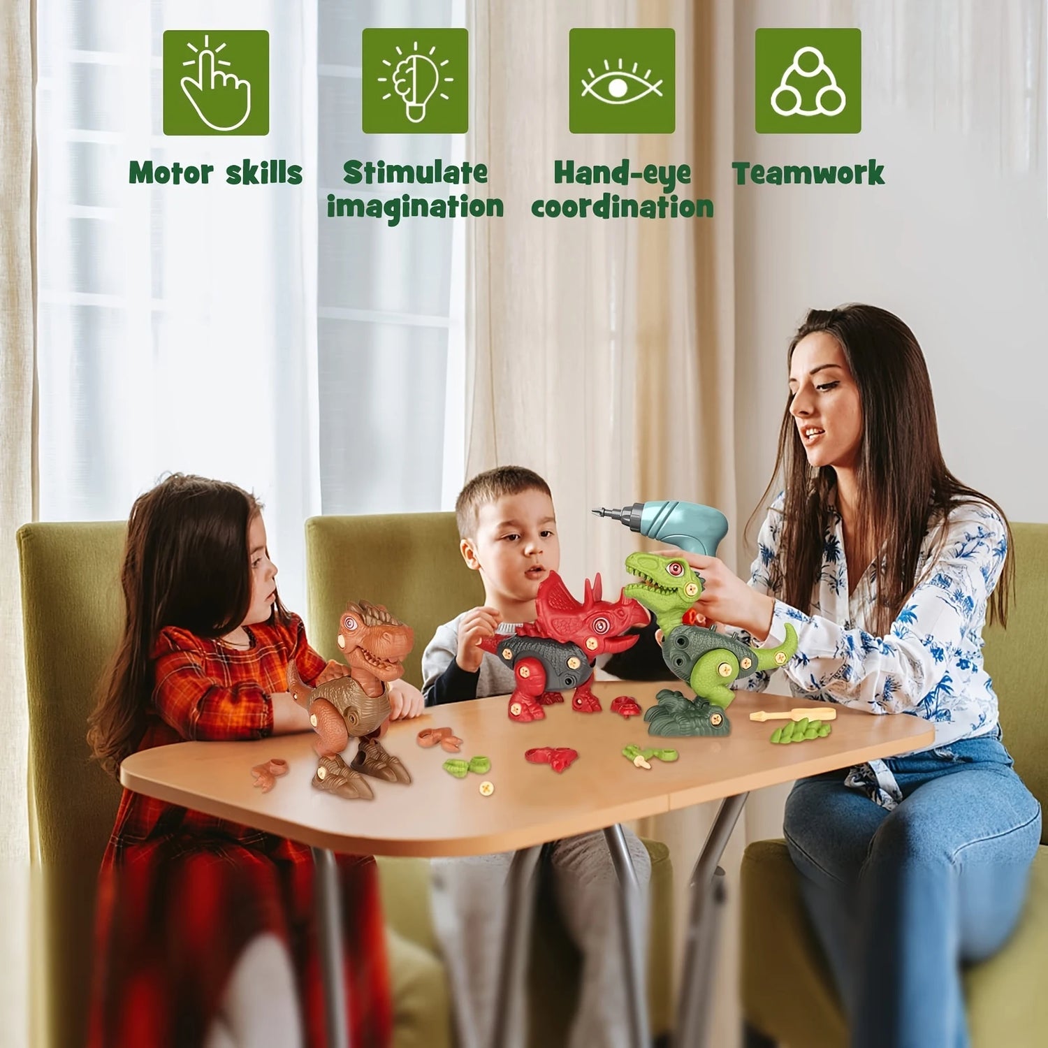 🦖 組み立て恐竜おもちゃ｜電動アクション恐竜DIYセット｜恐竜組み立て知育玩具｜工具付き恐竜トイ｜3〜5歳向け恐竜おもちゃ